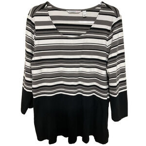 Isaac Mizrahi Striped Nautical Breton Top Size XL Preppy Coastal